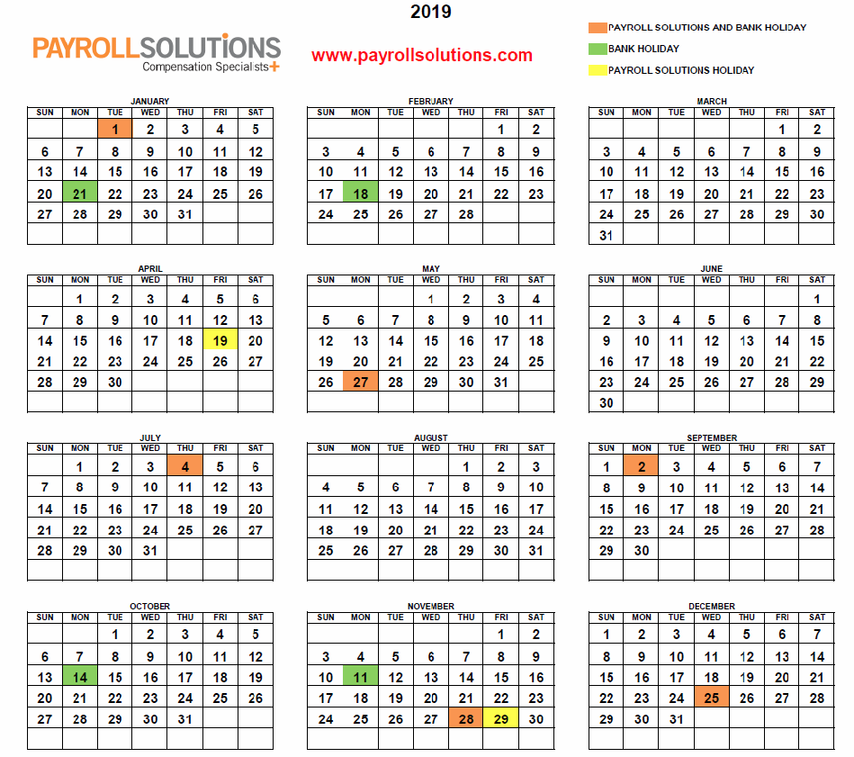 Payroll Solutions Releases 2019 Calendar - Payroll Solutions Payroll Solutions Releases 2019 Calendar - Payroll Solutions