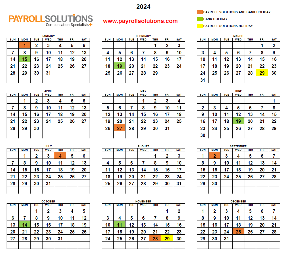 Payroll Solutions Releases 2024 Calendar - Payroll Solutions